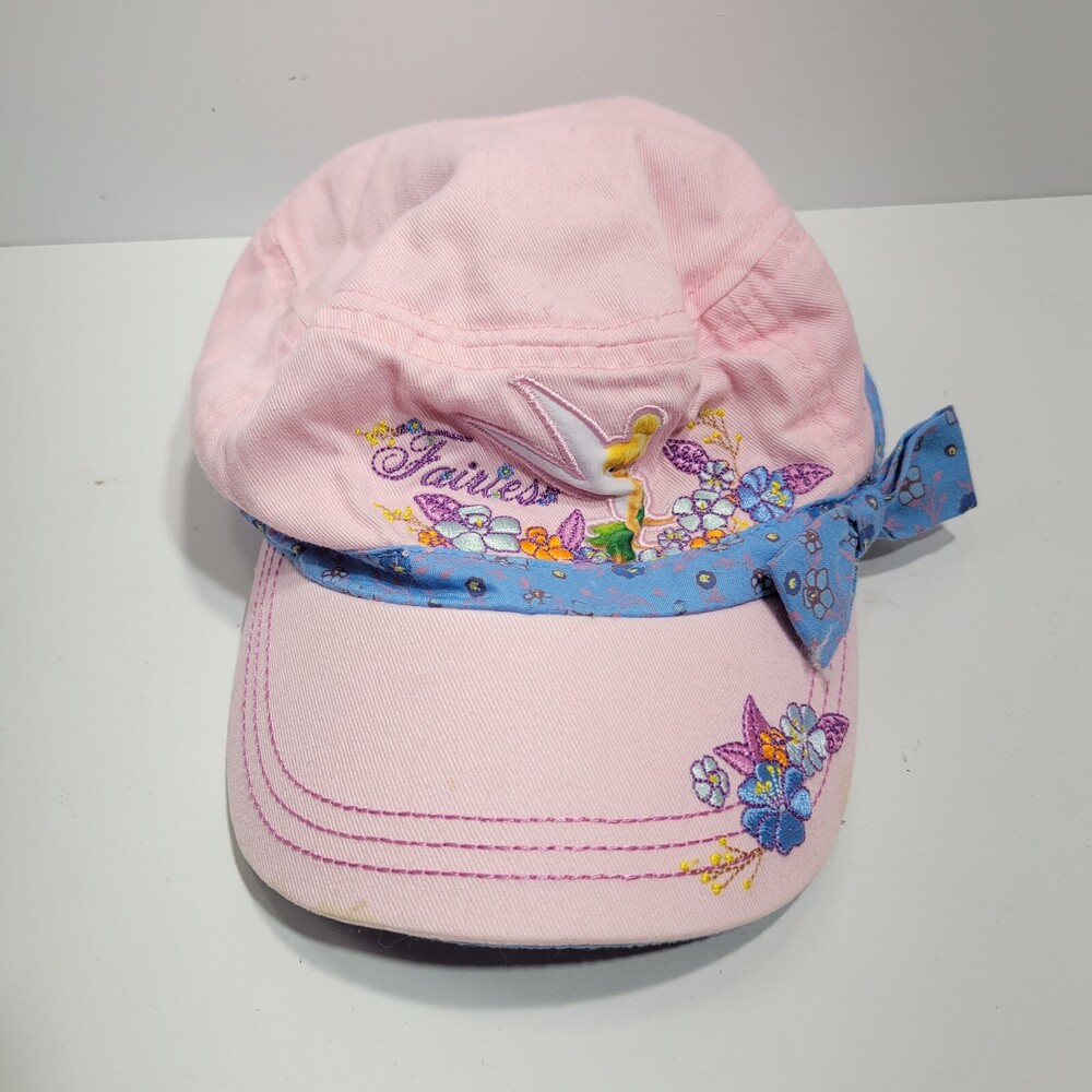 Disney Fairies Hat Cap Snapback Pink Floral Baseball Hiker Hiking with/Bow Girls